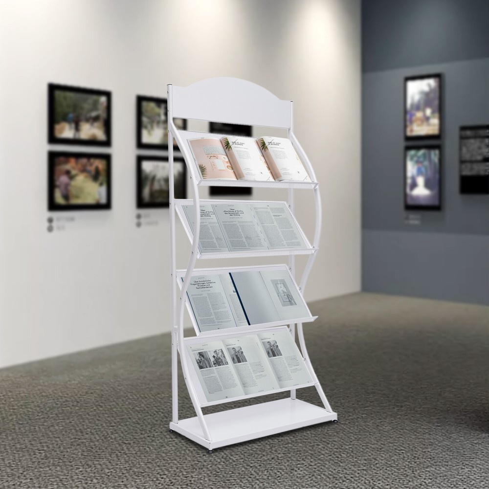 Magazine Display Holder Newspaper Stand Literature Brochure Freestanding Rack US