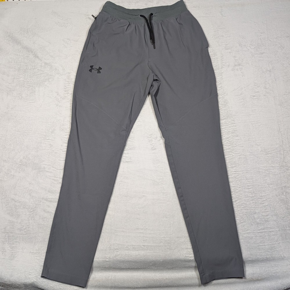 Under Armour Pants Joggers Gray Mens Medium Tapered Athletic Zip Pockets