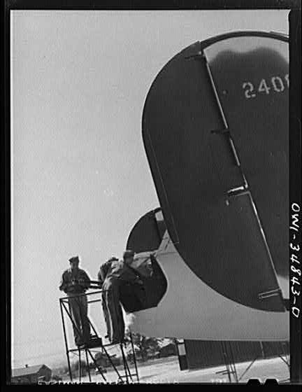 Photo:1930s Aircraft Maintenance Mechanics Working on Plane Tail Assembly