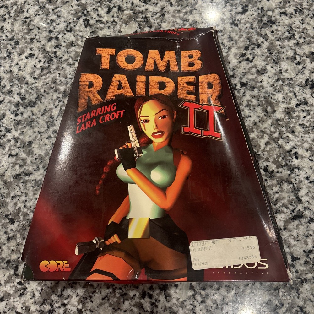 1997 vintage EIDOS PC game Big TRAPEZOID BOX  TOMB RAIDER II 2 Lara Croft