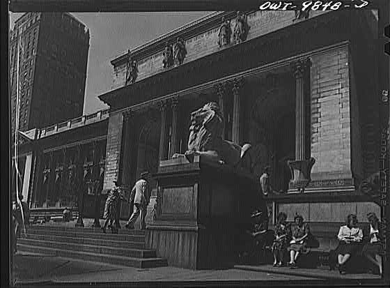 Photo:New York NY 1910s Public Library Fifth Ave 42nd St lion statue