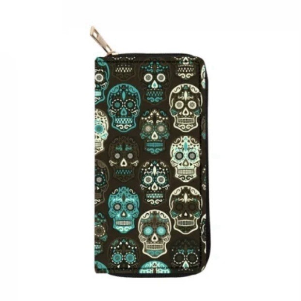 Teal Sugar Skull Wallet