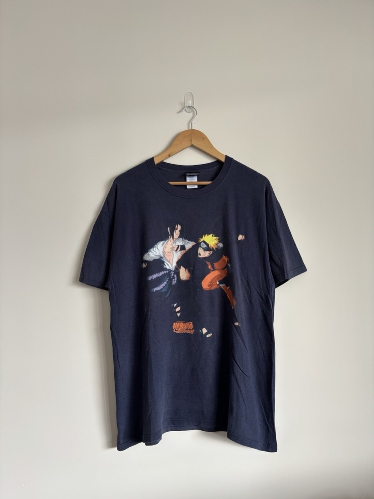 Vintage Naruto Shippuden Shirt Size Large 2002 Sasuke & Naruto