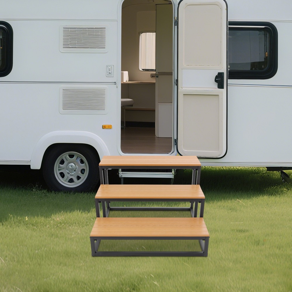 3 Steps Stairswith Handrail Garage Steps Prefabricated Outdoor Wooden Stairs