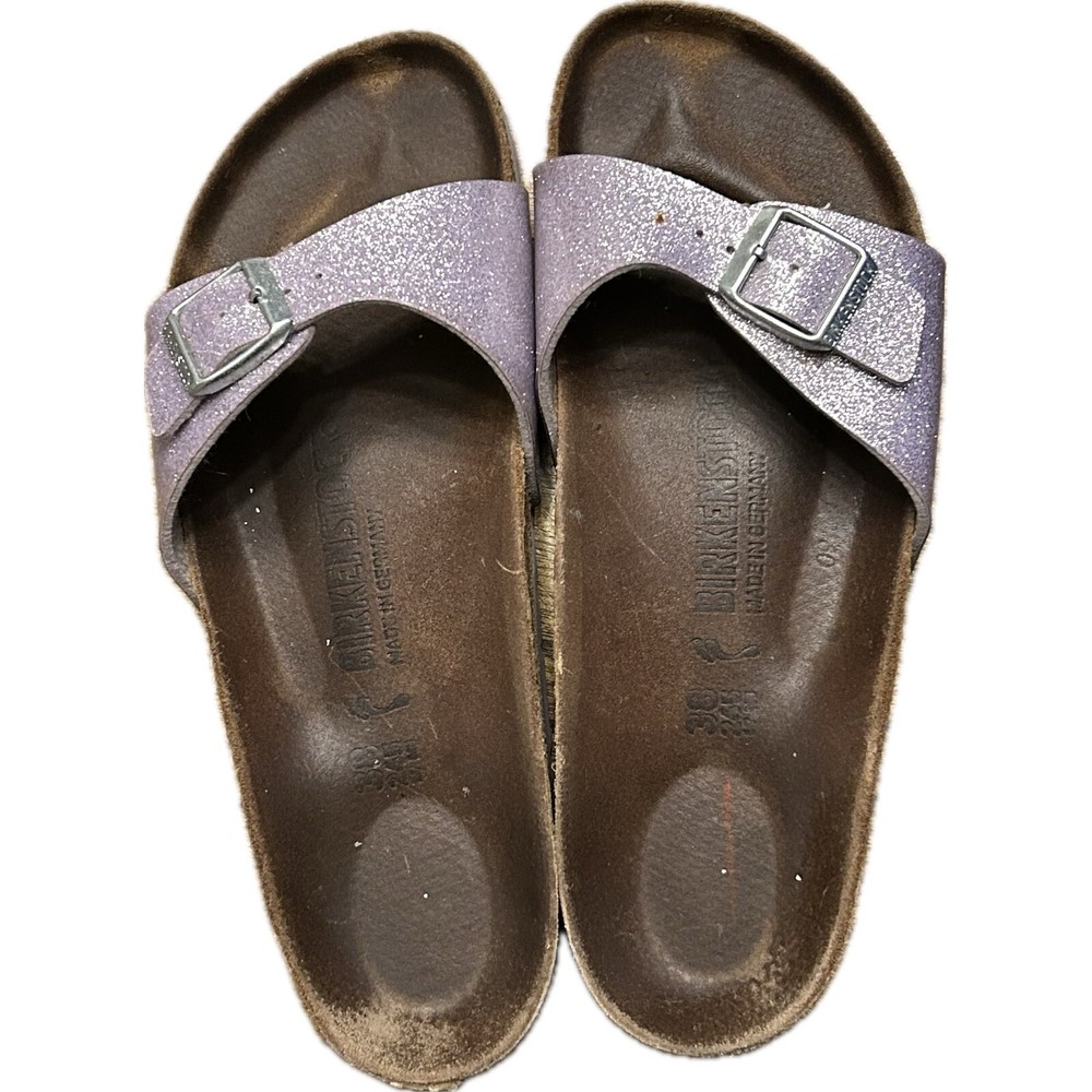 Birkenstock Madrid Lavender Glitter Sandals Slides Casual Size 38