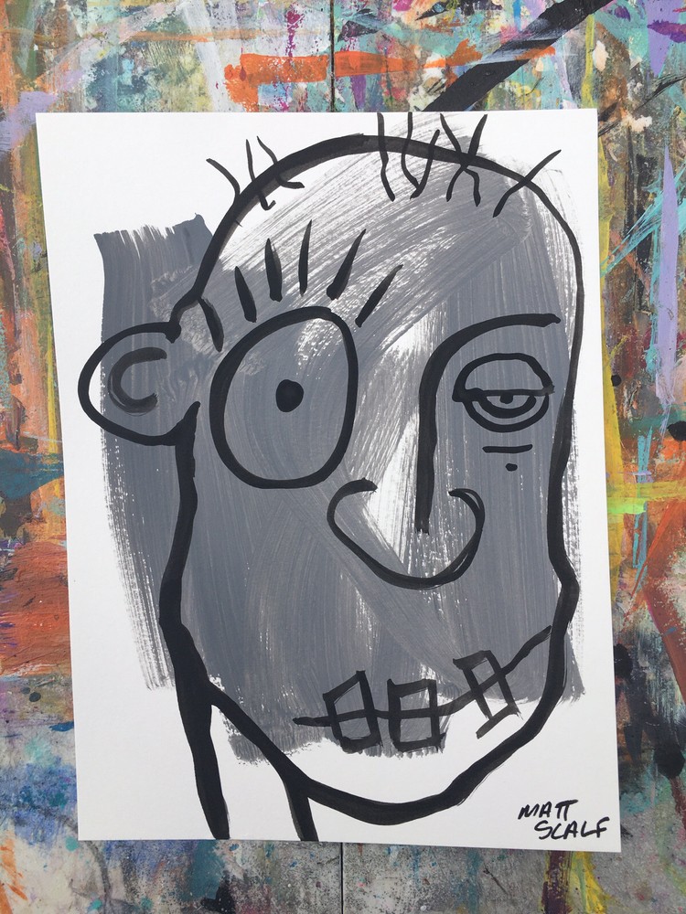 Matt Scalf Face Abstract Street Pop Art Graffiti ORIGINAL PAINTING 9x12 Portrait