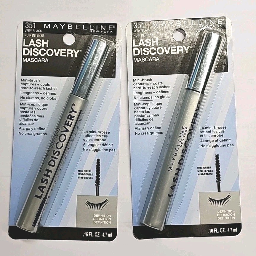 2 Pack Maybelline Lash Discovery Washable Mascara Very Black 0.16 fl Oz