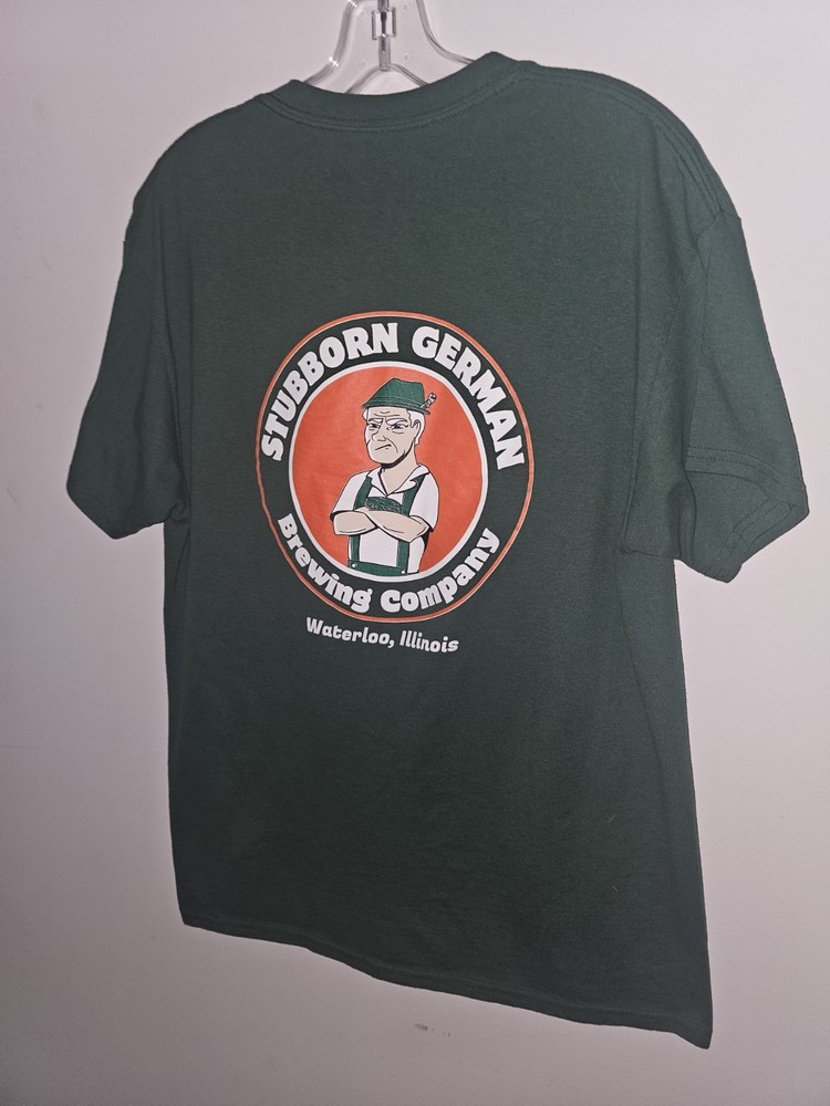 Stubborn German Brewing Co Illinois Large Mens Green Graphic Logo Tshirt