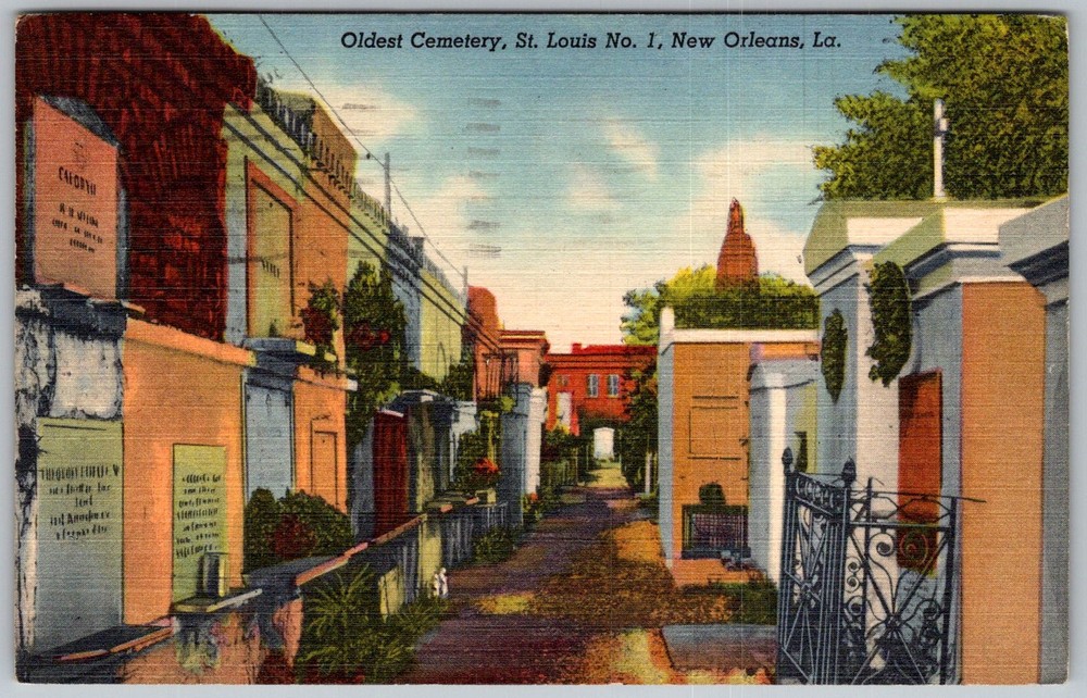 Vtg Linen Postcard St Louis Cemetery No New Orleans, LA 1950s