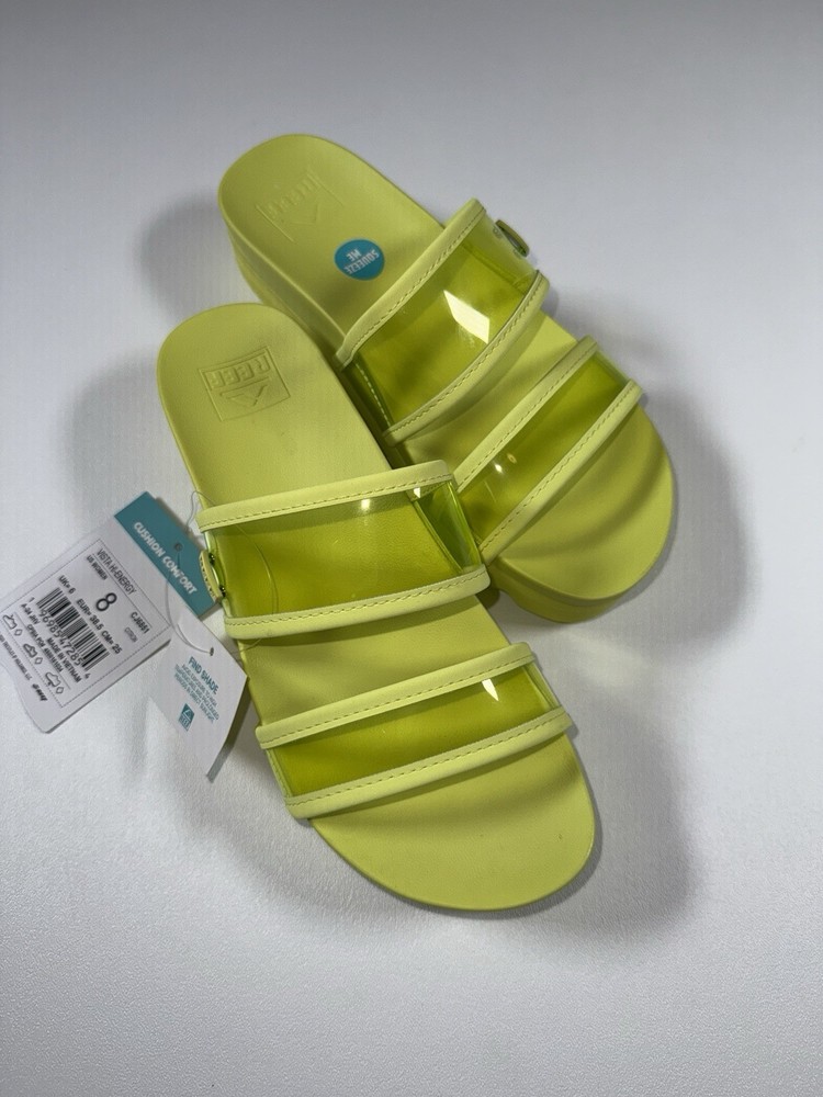 Reef Sandal Womens Size 8 Vista Hi-Energy Citron Slip On Slide Comfort