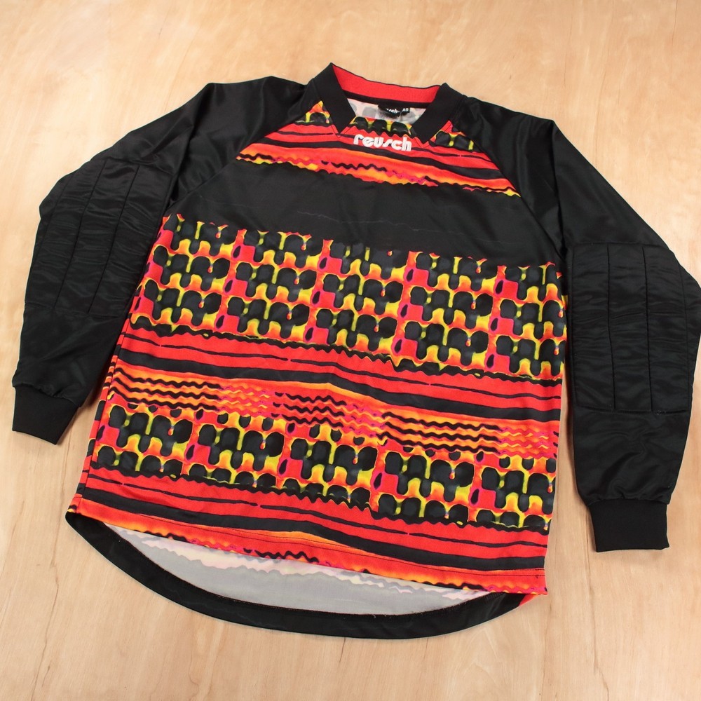 vtg REUSCH abstract graphic print goalkeeper soccer jersey SMALL 90s y2k raver-image