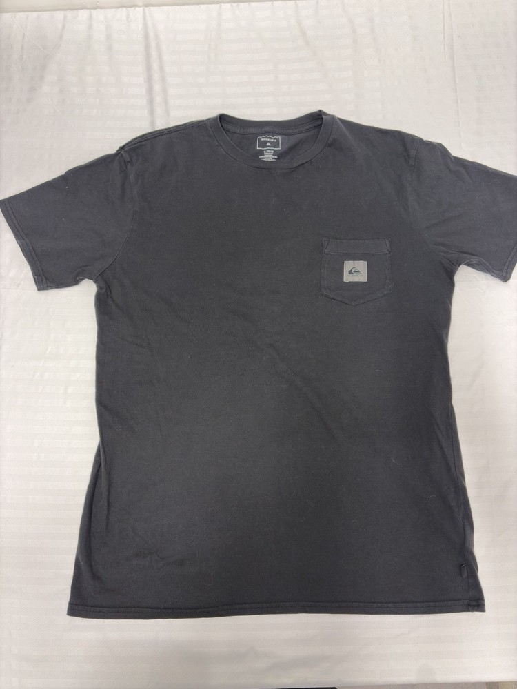 Quiksilver XL Pocket Black Crew Neck Cotton Short Sleeve Pocket T-Shirt