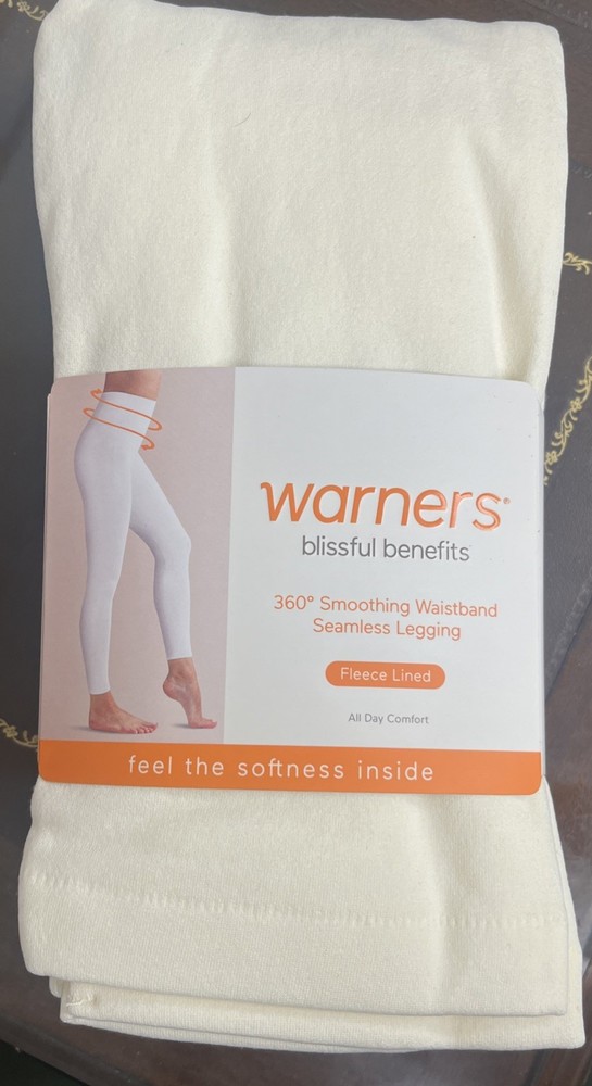 Warners Womens Fleece Lined Open Toe Leggings Size 2X To 3X  Ivory Color New