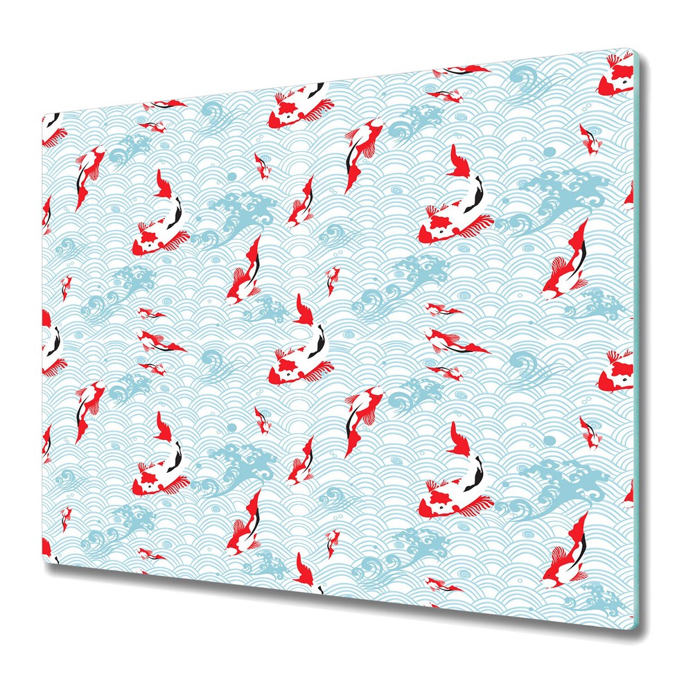 Glass Surface Protector Worktop Saver Koi carp red and blue 60x52