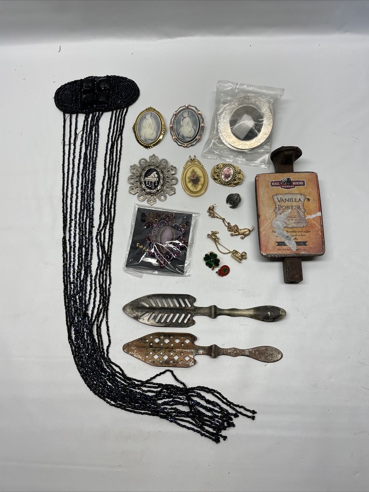 Victorian Style Cosplay Jewelry Lot with Absinthe Spoons and Beer Tap-image