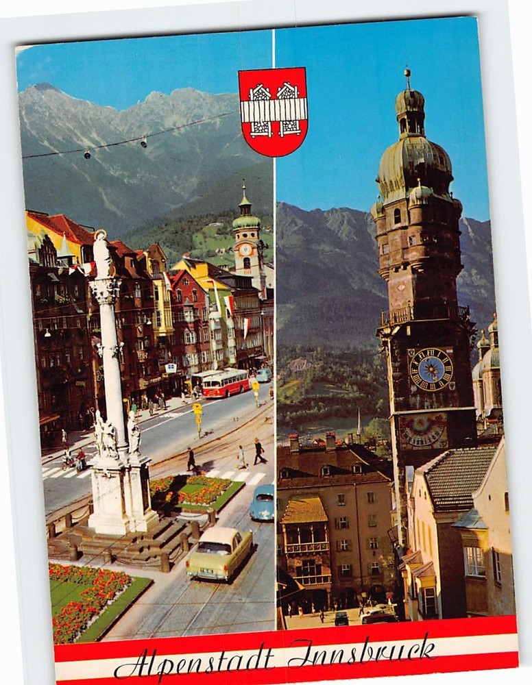 Postcard Maria-Theresien-Strasse and the Stadtturm Innsbruck Austria