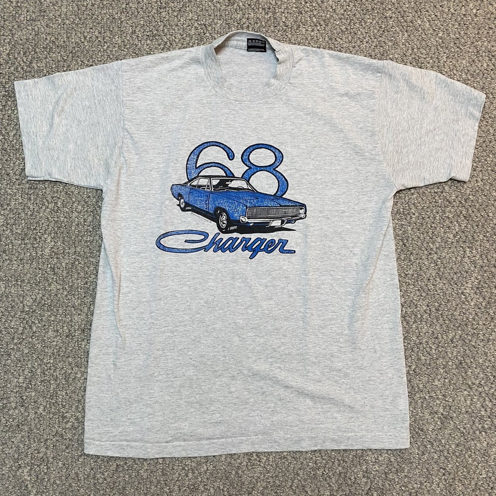 Vintage 80s Dodge 68 Charger T-Shirt Hanes Made in USA Single Stitch Mens Large