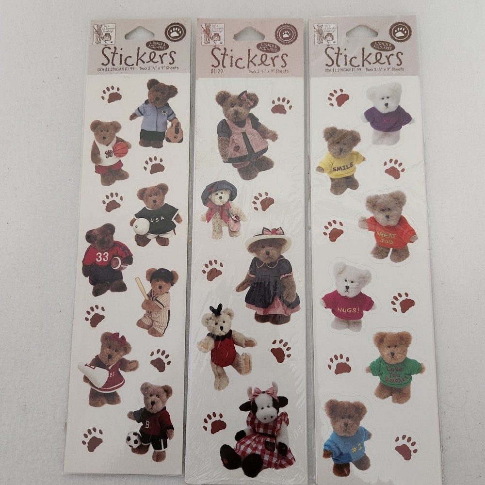 Vintage Boyd's Bear Lil Sumptin Lignin-Free Stickers Lil Bear Hugs Sealed  -image