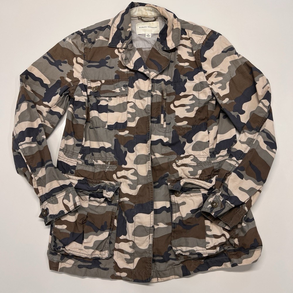 Banana Republic Camo Field Jacket Mens M Military Utility Cotton Coat