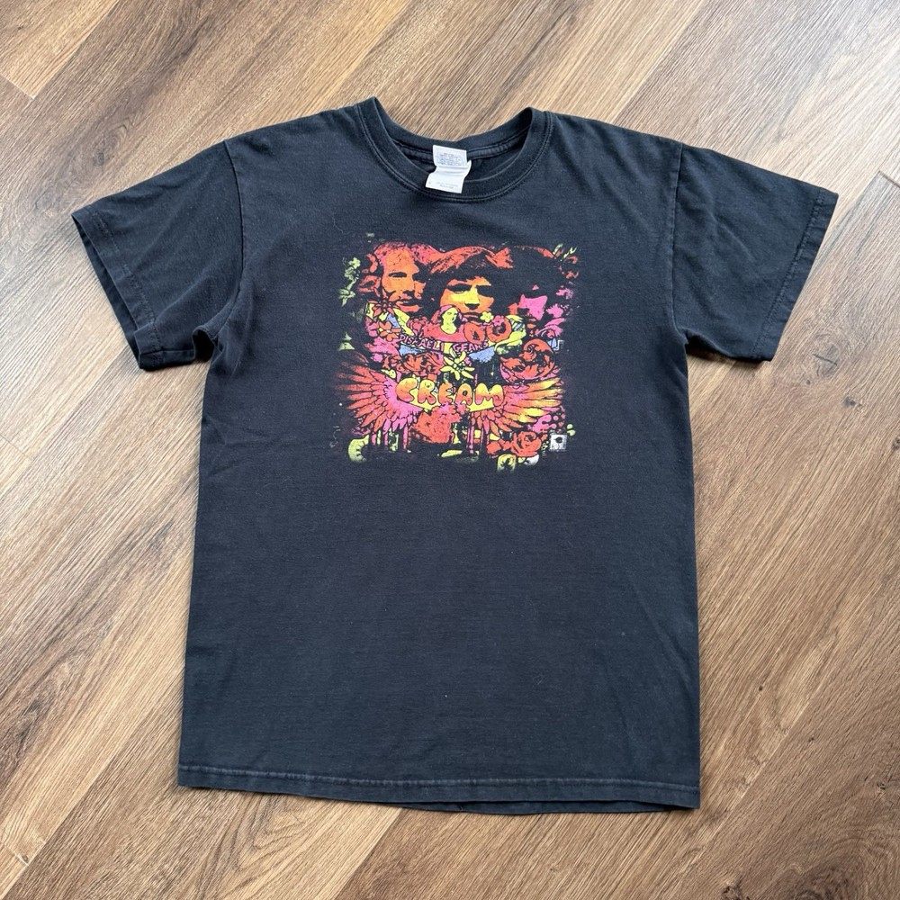 VTG 2000s Cream Women’s T-Shirt Black Band Tee Rare Multicolor Graphic Sz Small