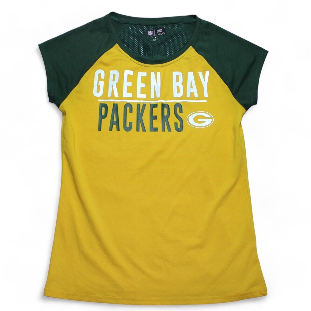 Green Bay Packers Jersey NFL Womens Medium USA Sports Short Sleeve Yellow Top