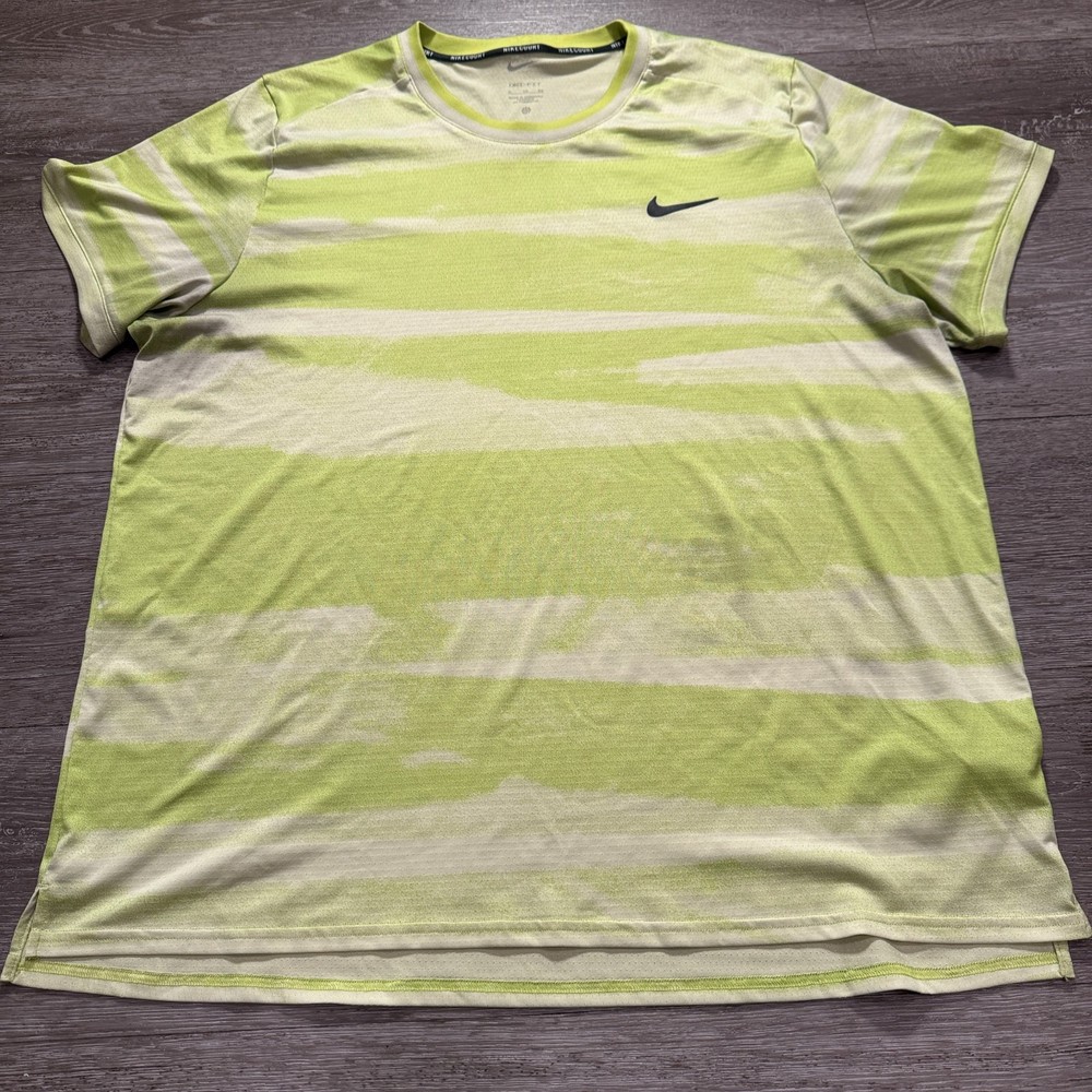 Nike Shirt Adult XL Yellow Neon Tee Court Advantage Dri-Fit Tennis Crew Neck