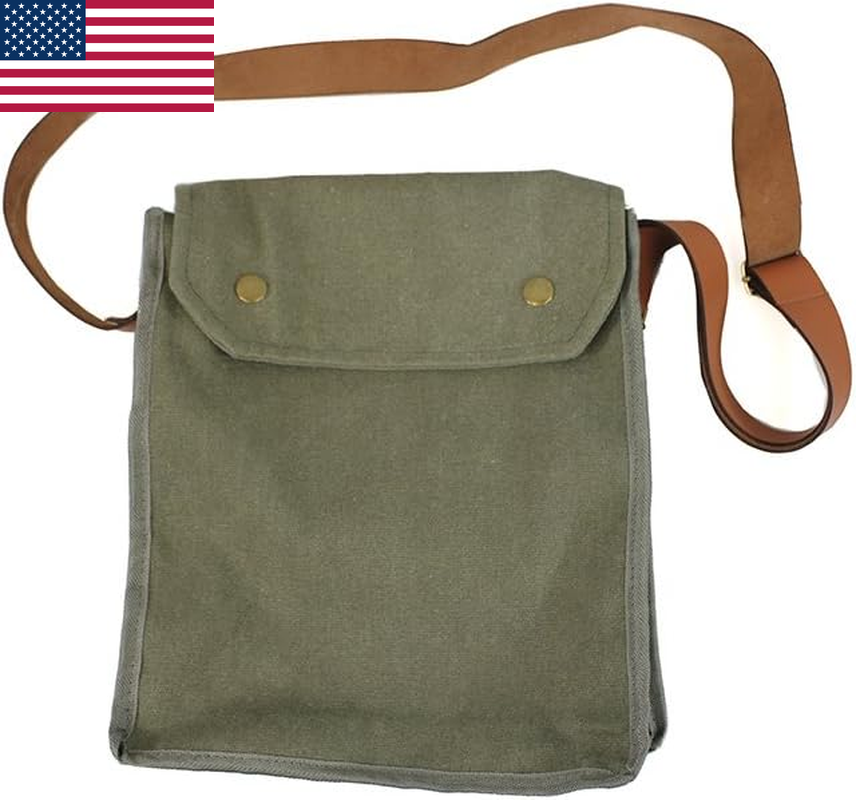 Indiana Jones MK VII Gas Mask Bag Green Indy Props WWII Replica Shoulder Satchel
