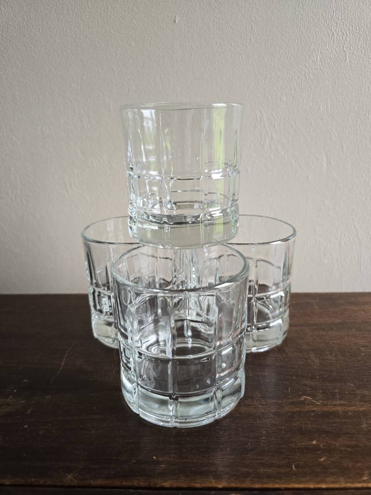 Set Of 4 VTG Anchor Hocking Manchester Tartan Old Fashioned Whiskey Glasses