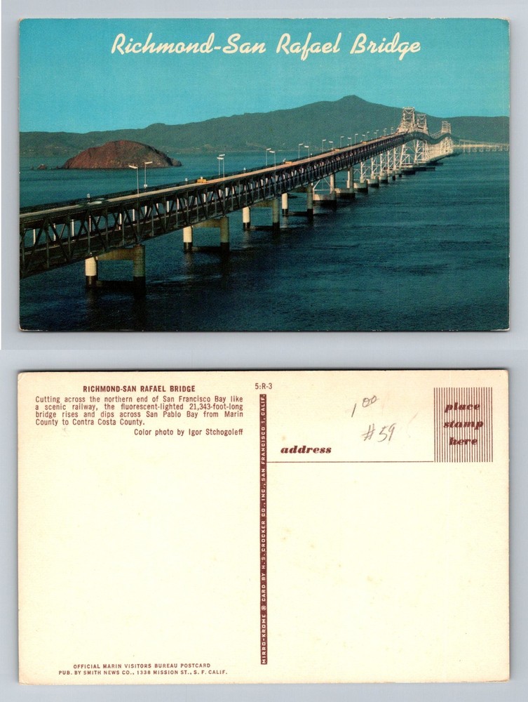 San Rafael CA-California, Richmond Bridge San Francisco Bay Vintage Postcard