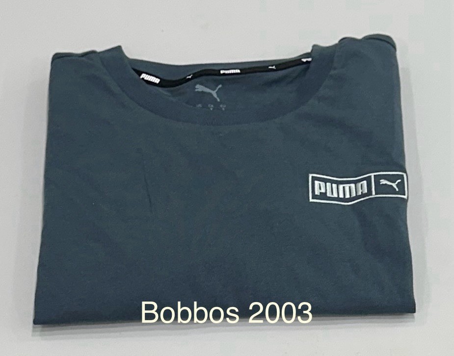 Puma Men's Short Sleeve Crew Neck Logo Tee, Blue, Size S