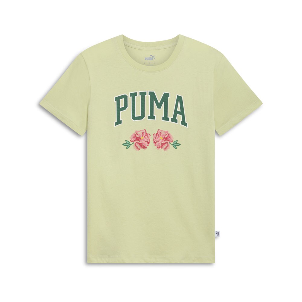 PUMA Faux Embroidery Floral Crew Neck Short Sleeve T-Shirt Womens Size L  Casual