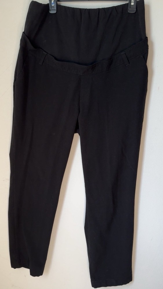 Gap Maternity Black Chino Pants Long Full Panel Straight Leg Size Large  