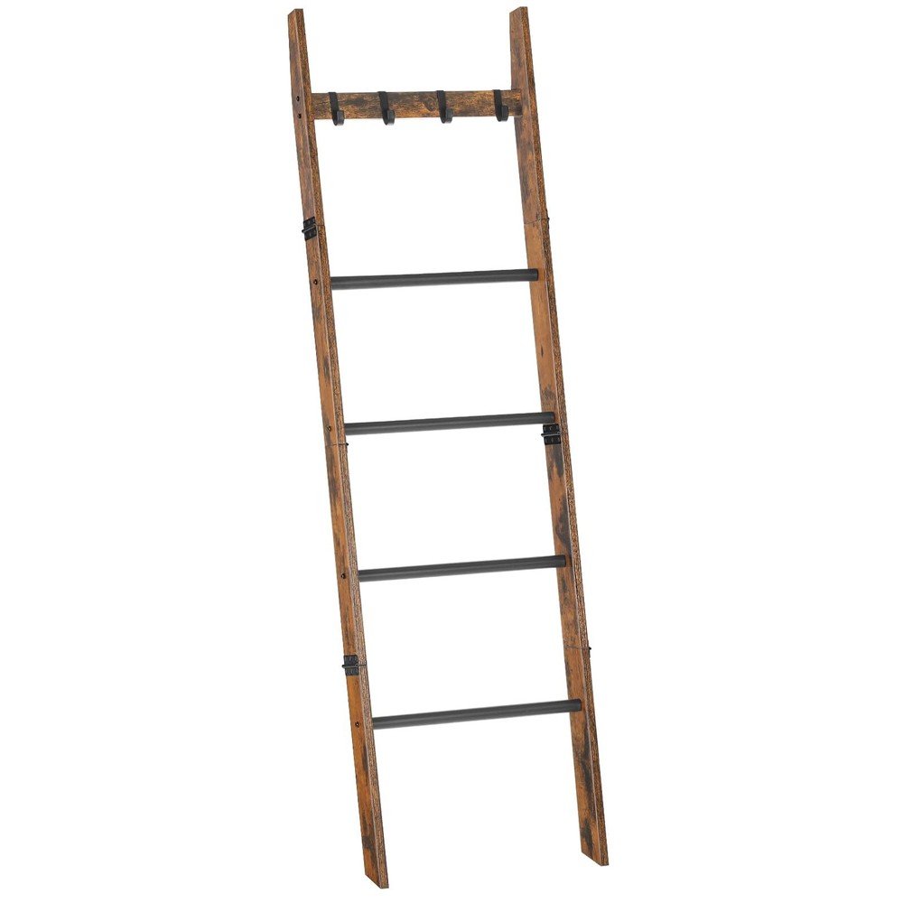 Blanket Ladder for Living Room, 5.2FT(63''), 5-Tier Wall Leaning Towel Rack w...