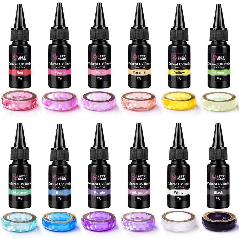 12-Color UV Resin Kit 20g Each Odorless Low-Shrinkage Craft Jewelry Making
