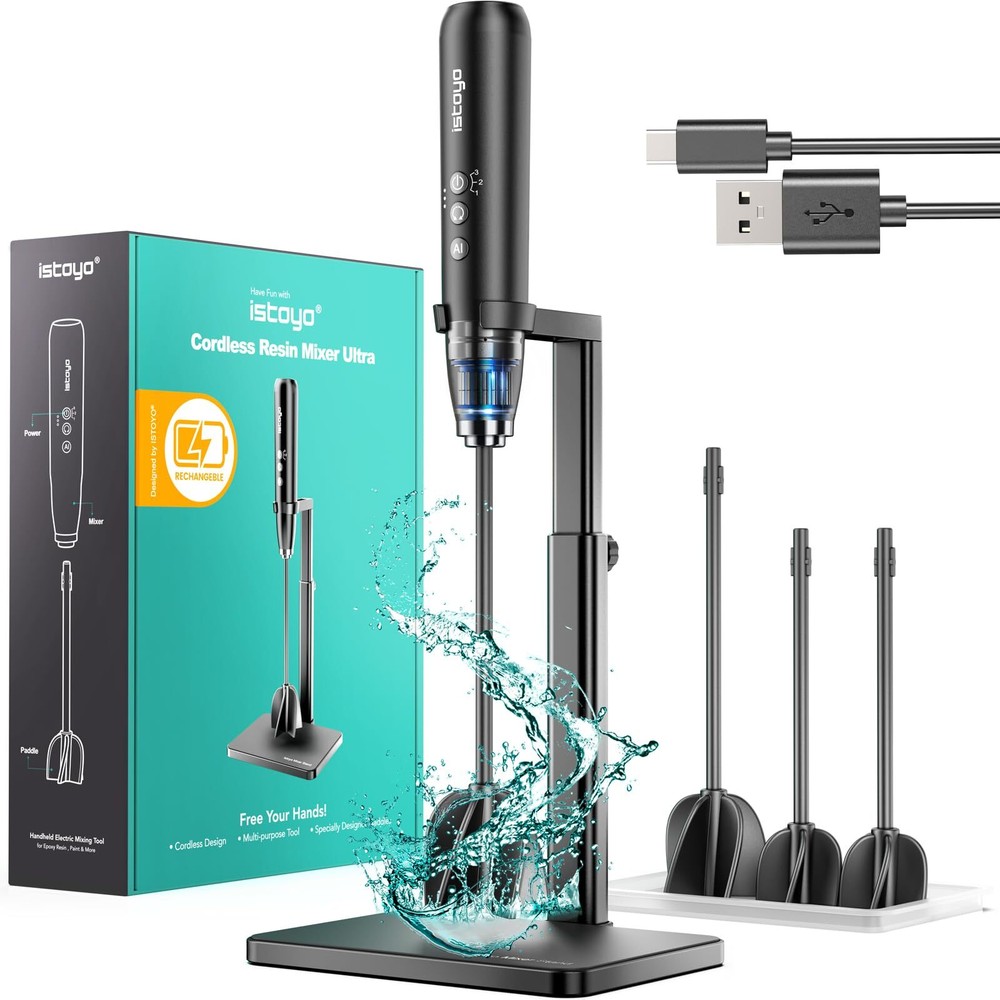 3-Speed Epoxy Resin Mixer with AI Mode & 4 Paddles for Smooth Blending