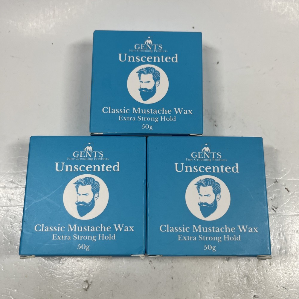 3x All-Natural Extra Strong Hold Mustache Wax for Men - 50g New in Box