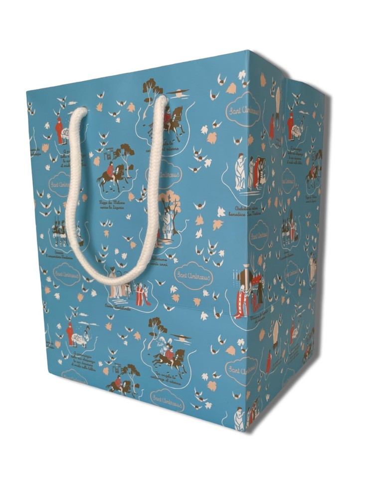 Sant Ambroeus Blue Shopping Bags Set of 2 Large Gift Bags 12x10x7