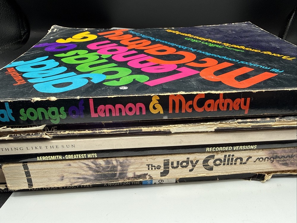 Lot Of 6 Music Songbooks-Lennon-McCartney Sting Rod Stewart Aerosmith Collins
