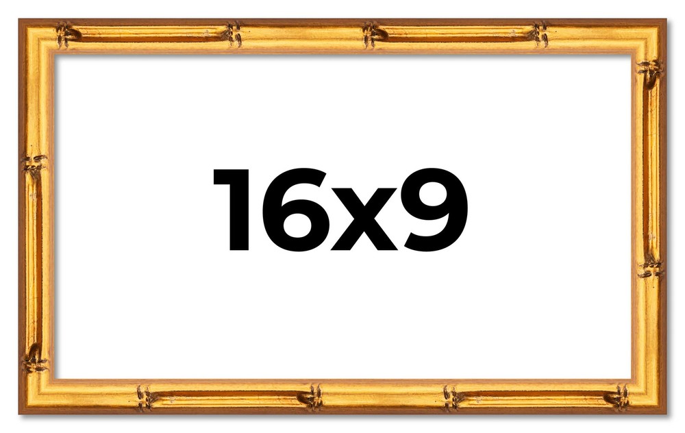 16x9 Frame Gold Bamboo Solid Wood Picture Frame | 1 Inch Moulding Width | Interi