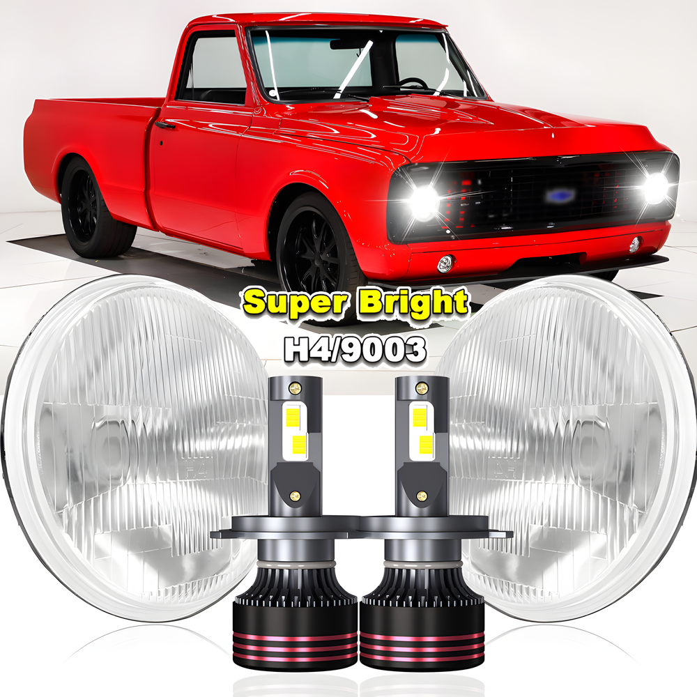7-Inch Round LED Headlights with Halo DRL for Chevy C10 Camaro Pickup Truck