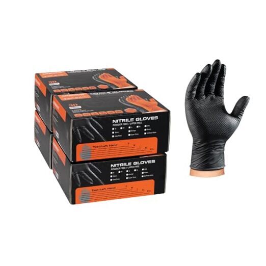 10-mil Disposable Nitrile-Gloves Chemical-Resistant Medium Black 4 Boxes of 30