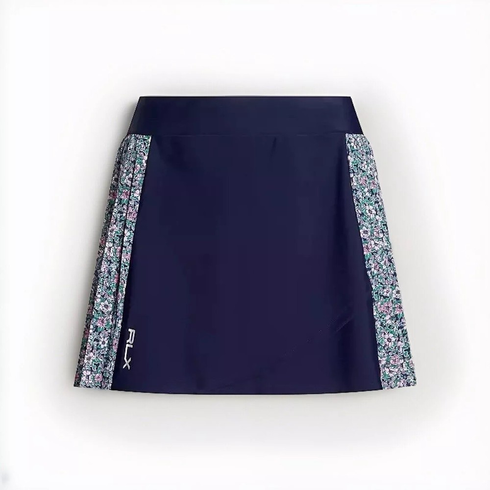 RLX Ralph Lauren Golf Tennis Floral-Panel Mini Skort Navy Colorful Size L NWT