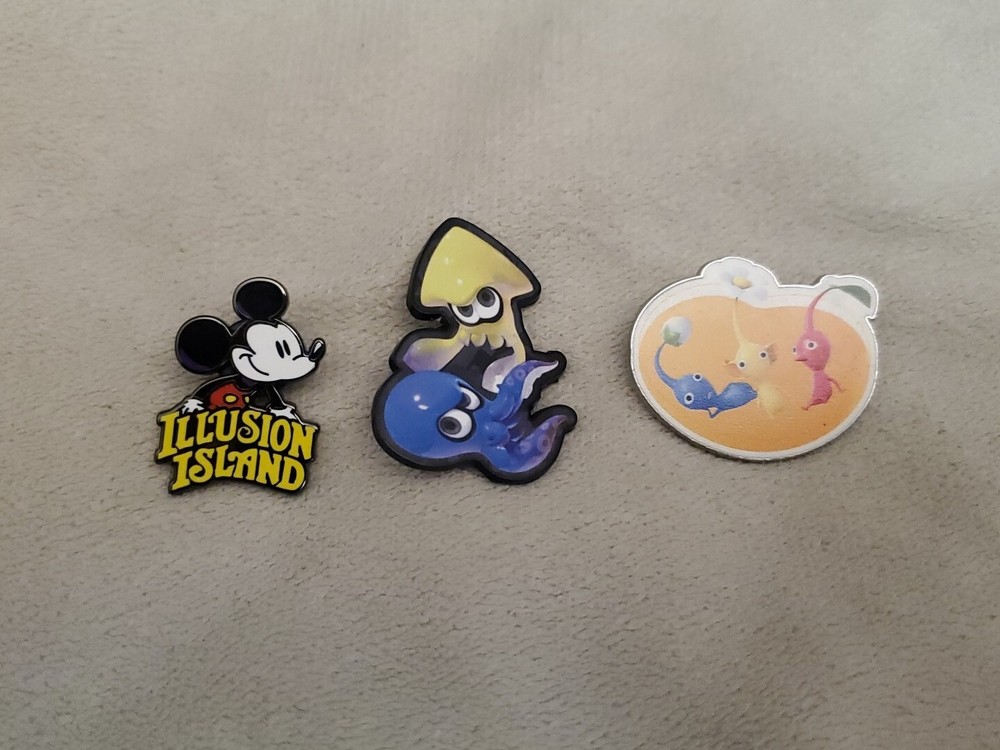 Lot Of 3 Nintendo Live 2023 Seattle Pin Set- Pikmin / Mickey Mouse / Splatoon