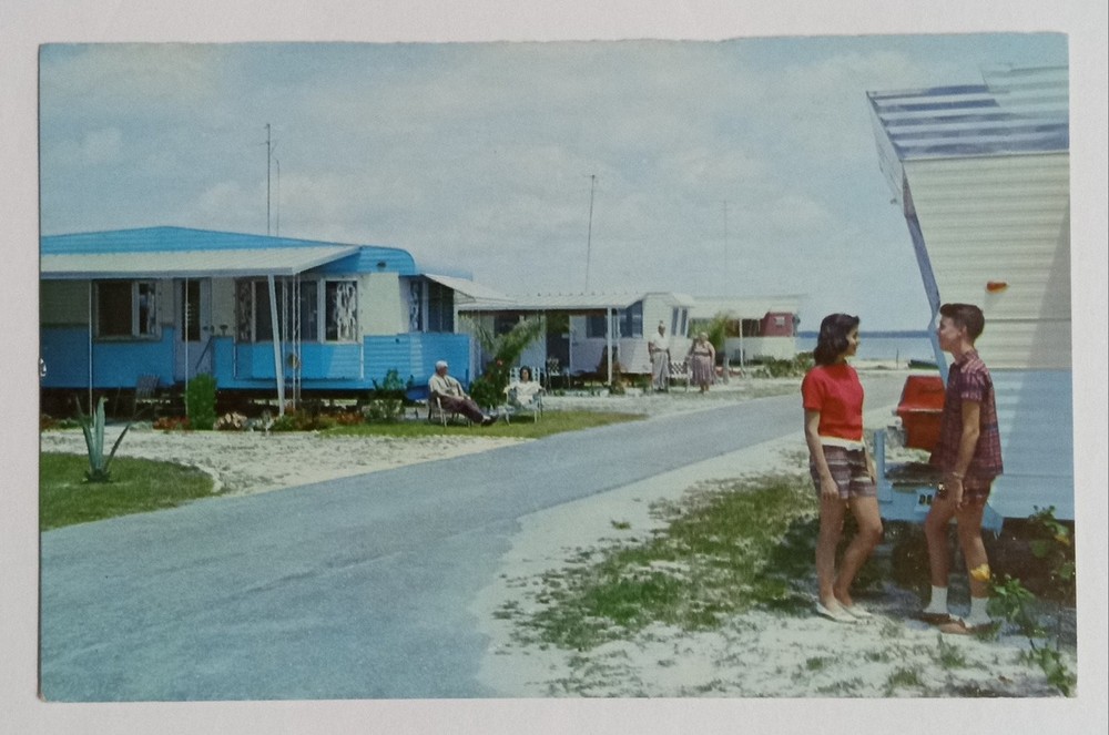Vintage GULF PARK Mobile Homes Bradenton Beach Florida Postcard 1950s 60s