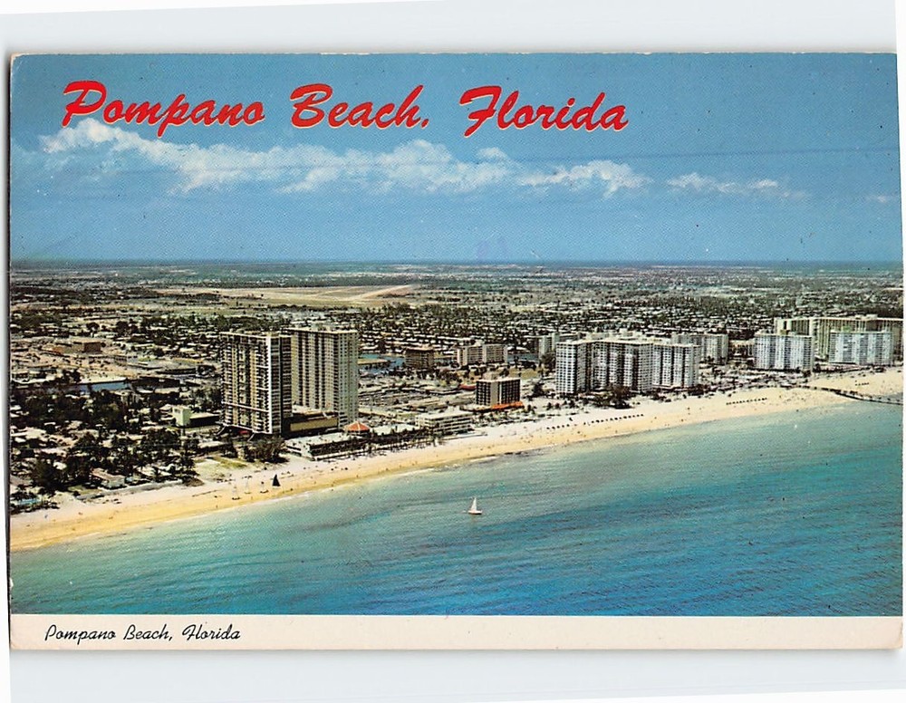 Postcard Aerial View Pompano Beach Florida USA