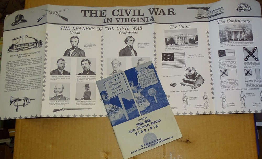 Virginia Civil War State Historical Markers Booklet + Virginia Civil War Poster