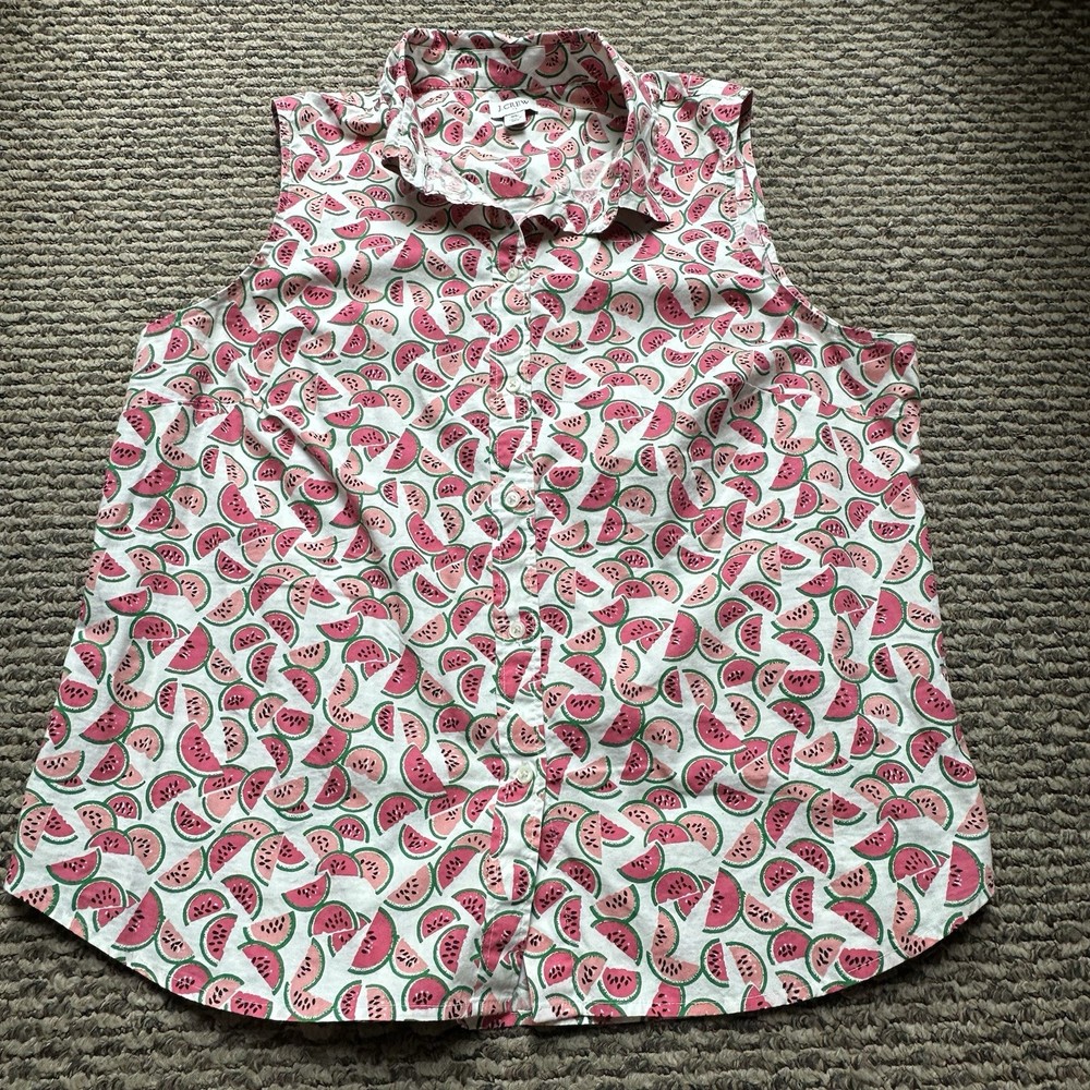 J. Crew Factory Sleeveless Watermelon Fruit Top Button-down XL Fruity