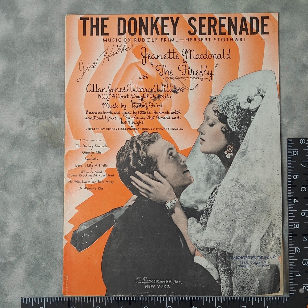 1937 The Donkey Serenade Sheet Music Firefly Jeanette MacDonald Allan Jones MGM