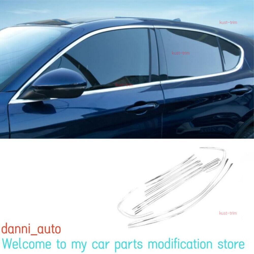 Steel Window Molding Trim Cover Strips 10pcs For Alfa Romeo Stelvio 2017-2021