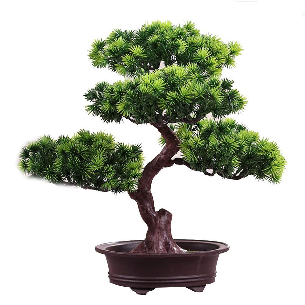 11-Inch Artificial Bonsai Pine Tree - Realistic Faux Potted Desk Decor